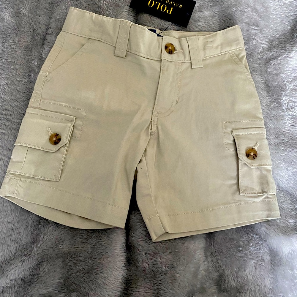 Polo by Ralph Lauren khaki cargo shorts.
